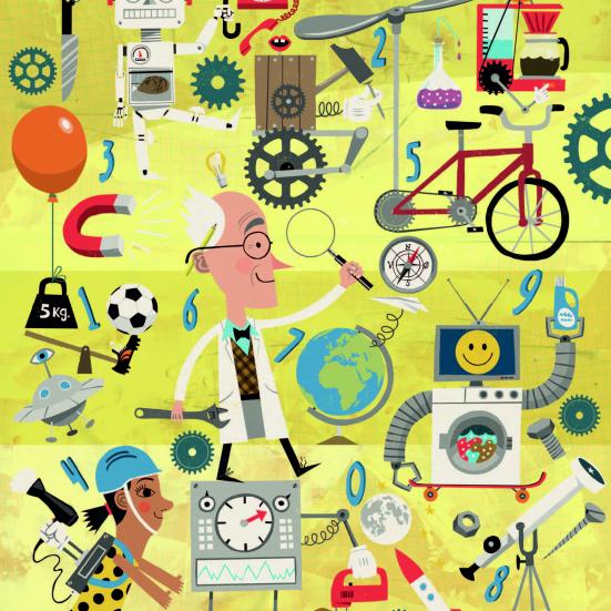 Skruer, dimser og dingenoter. Bøger om maskiner, tal og teknik for de 4-8 årige.